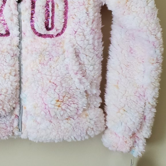 XOXO Girl's Pink Fuzzy Full Zip Hoodie SZ M (5/6) - Picture 7 of 8